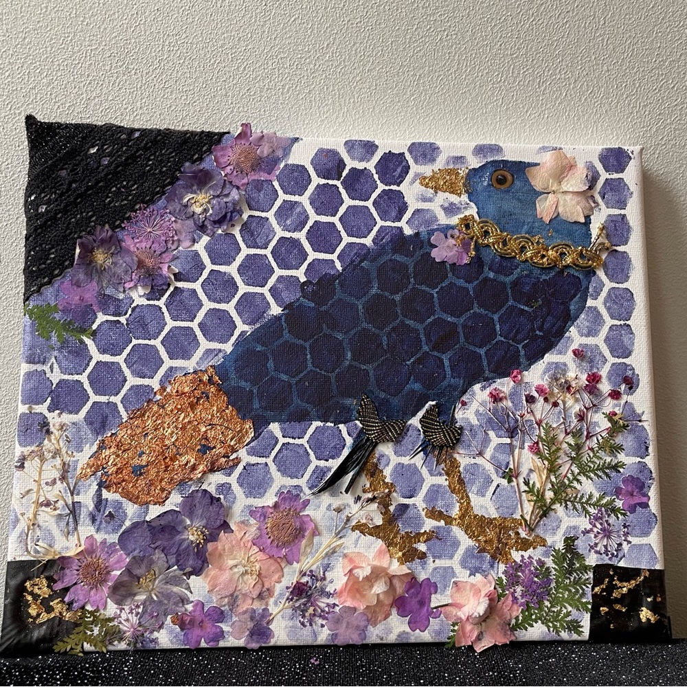 9x12 Mixed Media Canvas Bird Art